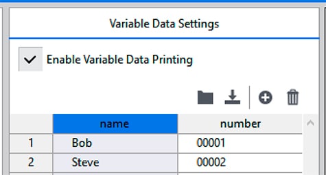 VersaWorks – Variable Data Tab